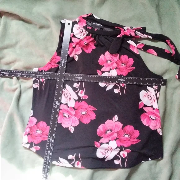 LIz Claiborne floral sleeveless tie neck career dressy blouse shirt top … - Picture 10 of 12